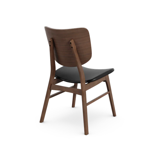 Anders Dining Chair - Black Leather & Walnut | Hoft Home
