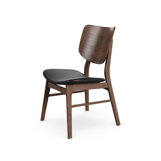 Anders Dining Chair - Black Leather & Walnut | Hoft Home