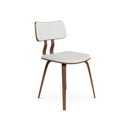 Zaki Dining Chair - White Faux Leather & Walnut | Hoft Home