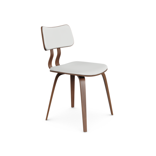 Zaki Dining Chair - White Faux Leather & Walnut | Hoft Home