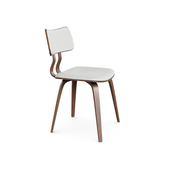 Zaki Dining Chair - White Faux Leather & Walnut | Hoft Home