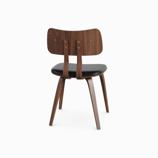 Zaki Dining Chair - Black Faux Leather & Walnut | Hoft Home