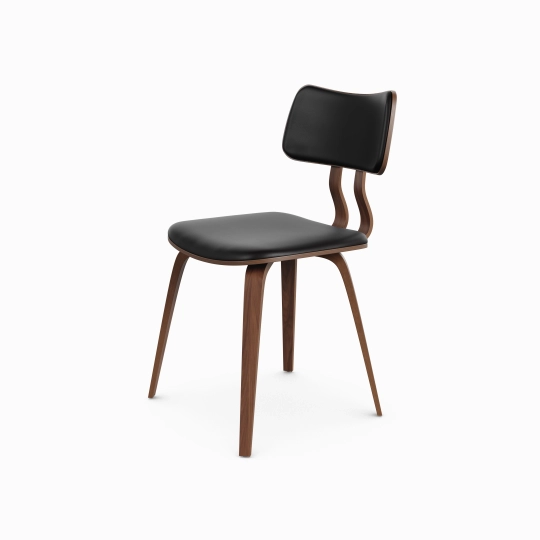 Zaki Dining Chair Black Faux Leather Walnut Hoft Home