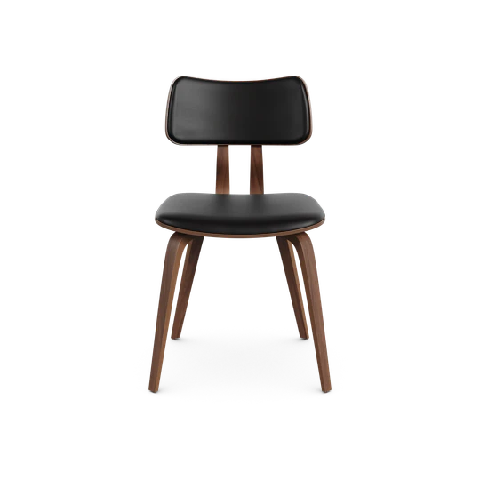 Zaki Dining Chair - Black Faux Leather & Walnut | Hoft Home